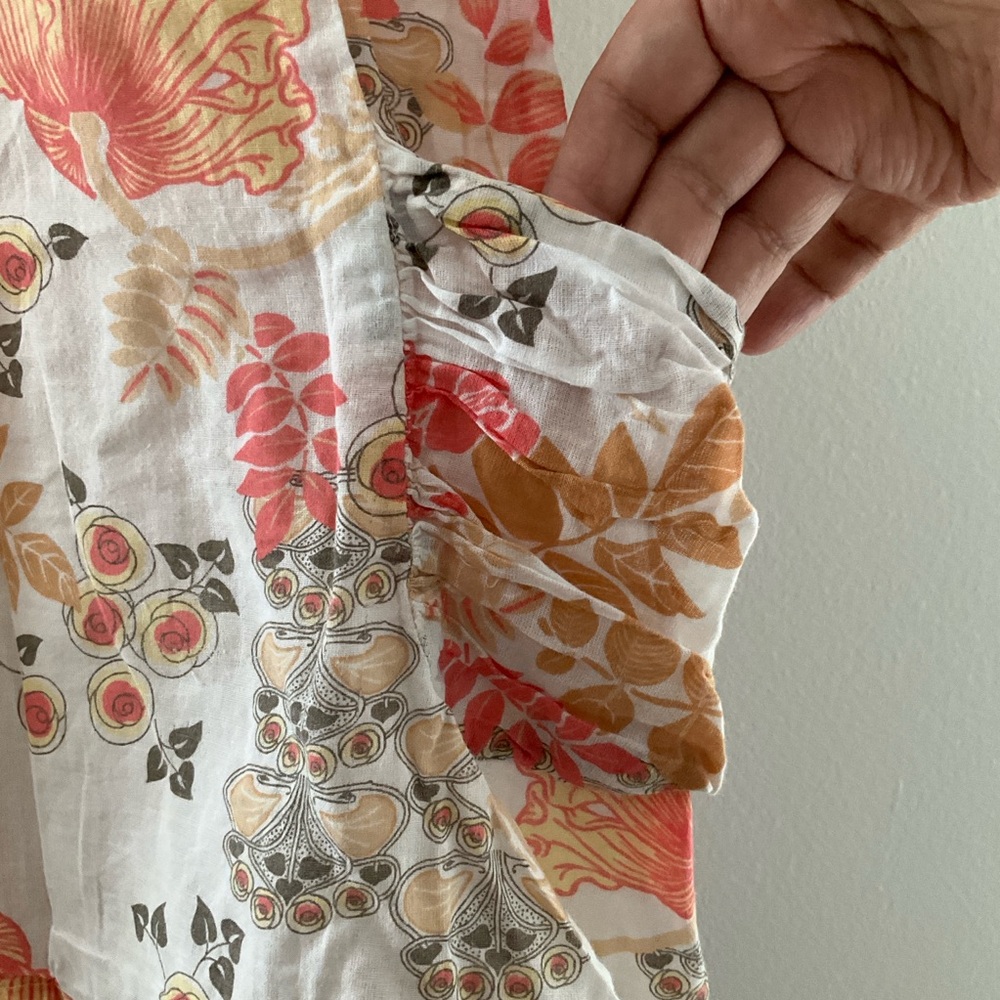 Zara 7-8 Floral Crochet Yoke Dress - Cream and Peach Layered Look Summer Dress - Picture 4 of 10